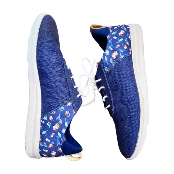 Toms Womens Deep Cobalt Blue Floral Pattern Size 8 Cabrillo Sneaker Shoes - Picture 3 of 4